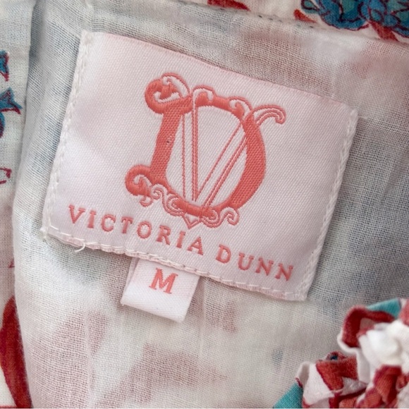 Victoria Dunn Jasmine Pintuck Dress Medium Blue Red - Picture 5 of 7